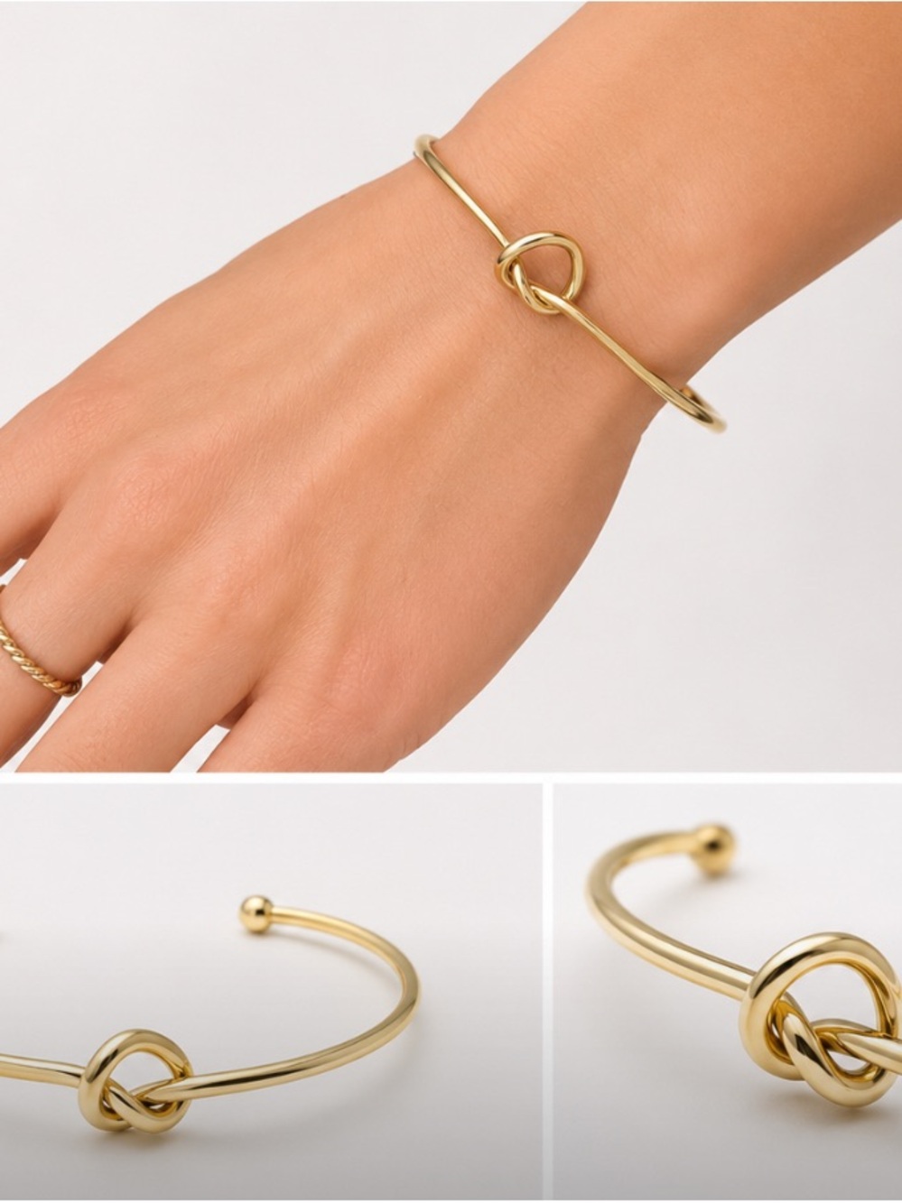 Gold Knot Open Cuff Bracelet - Women